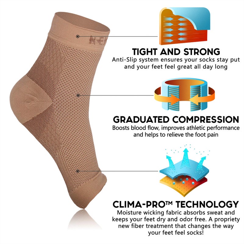 NEWZILL Plantar Fasciitis Socks with Arch Support, BEST 24/7 Foot Care Compression Sleeve, Eases Swelling & Heel Spurs, Ankle Brace Support, Increases Circulation (XXL, Nude) - Image 4